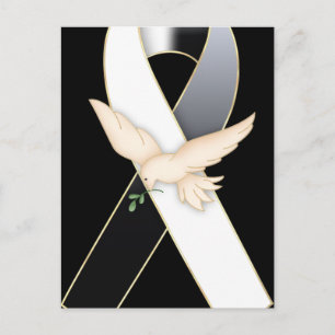 Svartvit med Dove Ribbon Awareness Postcards Vykort