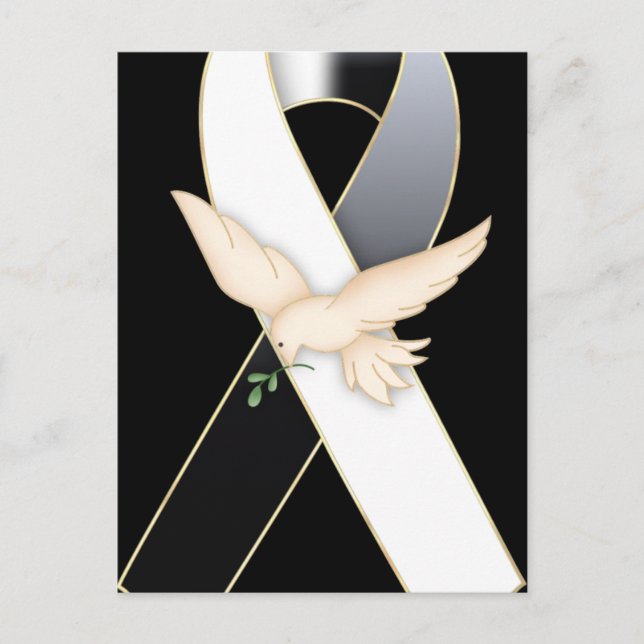 Svartvit med Dove Ribbon Awareness Postcards Vykort (Framsida)