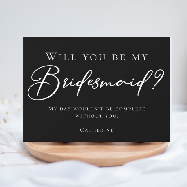 Svartvit med enkel Chic blir du min Bridesmaid Inbjudningar (Skapare uppladdad)