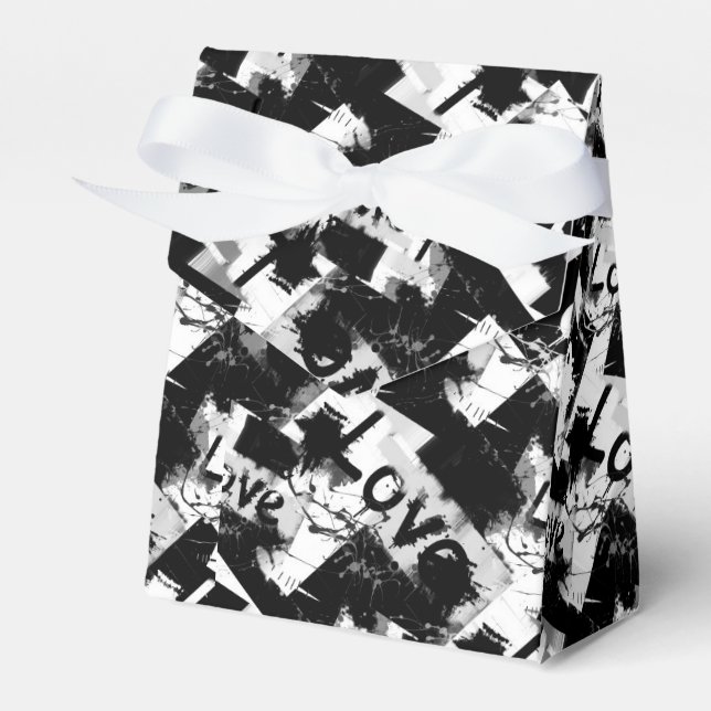 Svartvit med fläckar mönster i kärlek presentaskar (Framsidan Sidan)