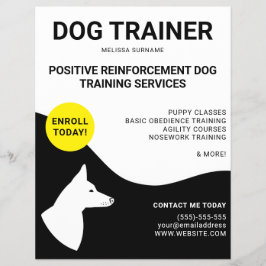 Svartvit med Gult Hund design - Hund-tränare Reklamblad