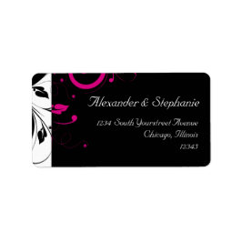 Svartvit med Magenta Swirl-dekorfärg Adressetikett