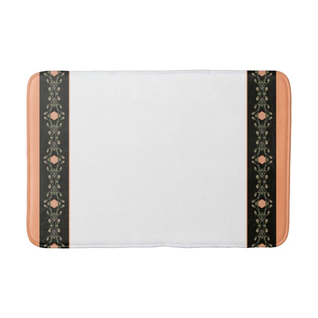 Svartvit med persikor badrumsmatta (Framsidan)