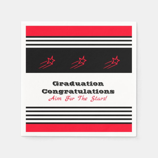 Svartvit med röda stjärnor Pappra Pappersservett (Framsidan)