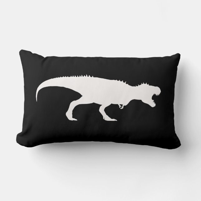 Svartvit med T-Rex Silhouette Lumbarkudde (Framsida)