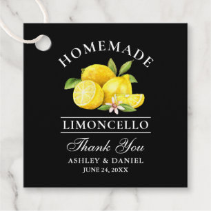 Svartvit med vattenfärgslemons Limoncello-tack Gåvor Etiketter