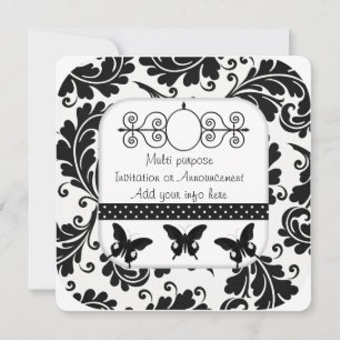 Svartvit meddelande om inbjudan för flera syften