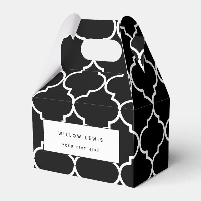 Svartvit Medelhavet - marockanska Mönster Presentaskar (Framsidan Sidan)