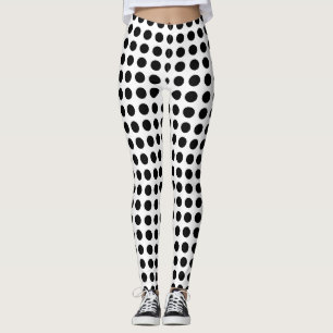 Svartvit, medelstor, Storlek Vågrät Polka dots Leggings