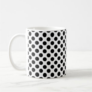 Svartvit, medelstor, Storleka Polka dots Mönster Kaffemugg