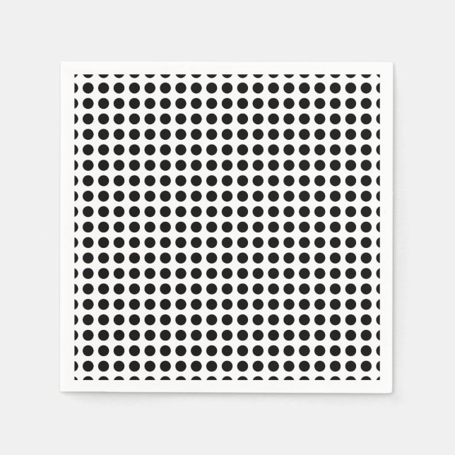 Svartvit Medium Vågrät Polka dots Papper Pappersservett (Framsidan)