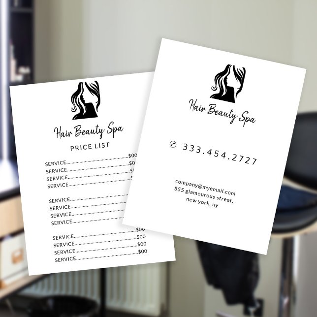 Svartvit meny för vanlig salon, enkel logotyp (Skapare uppladdad)