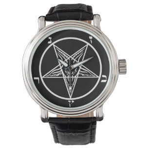 Svartvit metall baphomet sigil satan watch armbandsur