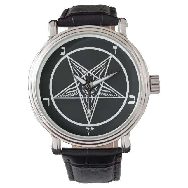 Svartvit metall baphomet sigil satan watch armbandsur (Framsida)