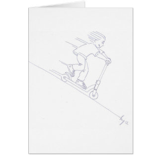 svartvit mikrosparkcykelmicroscootertecknad hälsningskort