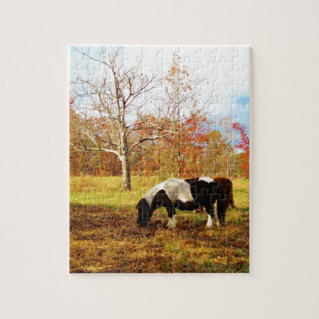 Svartvit Miniature Pony/Horse Pussel (Vertikal)