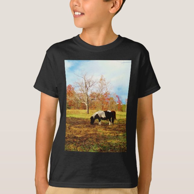Svartvit Miniature Pony/Horse T-shirt (Framsida)