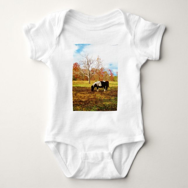 Svartvit Miniature Pony/Horse T-shirt (Framsida)