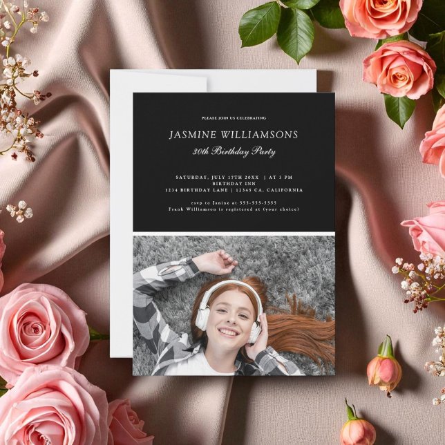 Svartvit minimalistisk ålder vid födelsetal inbjudningar (Skapare uppladdad)