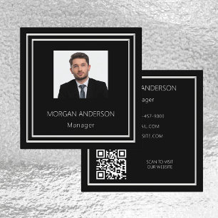 Svartvit minimalistisk bild QR-kod Fyrkantigt Visitkort
