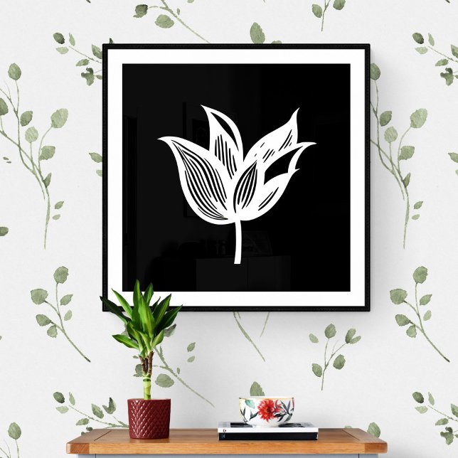 Svartvit, minimalistisk blombild poster (Skapare uppladdad)