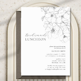 Svartvit, minimalistisk Blommigt Bridesmaids Lunch Inbjudningar