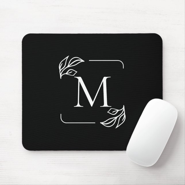 Svartvit minimalistisk Blommigt Musmatta (Med mus)