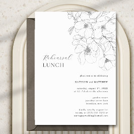 Svartvit minimalistisk Blommigt - repetition Lunch Inbjudningar