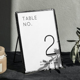 Svartvit minimalistisk Bröllop | Enkel modern Bordsnummer