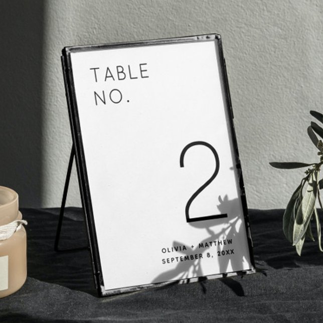 Svartvit minimalistisk Bröllop | Enkel modern Bordsnummer (Skapare uppladdad)