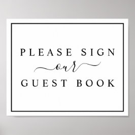 Svartvit, minimalistisk Bröllop-gästskylt Bok Poster