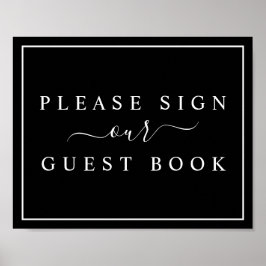 Svartvit, minimalistisk Bröllop-gästskylt Bok Poster
