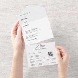 Svartvit, minimalistisk Bröllop QR-kodOSA