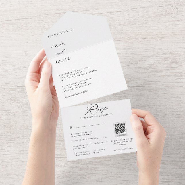 Svartvit, minimalistisk Bröllop QR-kodOSA (Tearaway)