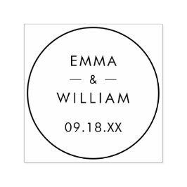 Svartvit minimalistisk Bröllop Självfärgande Stämpel