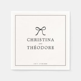 Svartvit minimalistisk Elegant bröllop Napkins Pappersservett