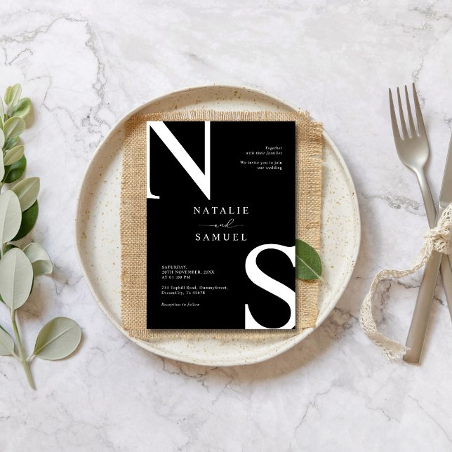 Svartvit, minimalistisk Elegant, fet, första Bröll Inbjudningar (Skapare uppladdad)