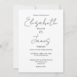 Svartvit, minimalistisk Elegant QR-kod Bröllop Inbjudningar