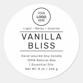 Svartvit, minimalistisk etikett, handgjord av sojl runt klistermärke