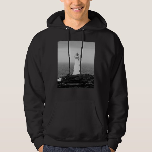Svartvit minimalistisk fyr hoodie (Framsida)