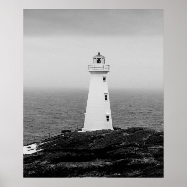 Svartvit minimalistisk fyr poster (Framsidan)