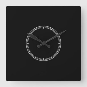 Svartvit minimalistisk fyrkantig klocka