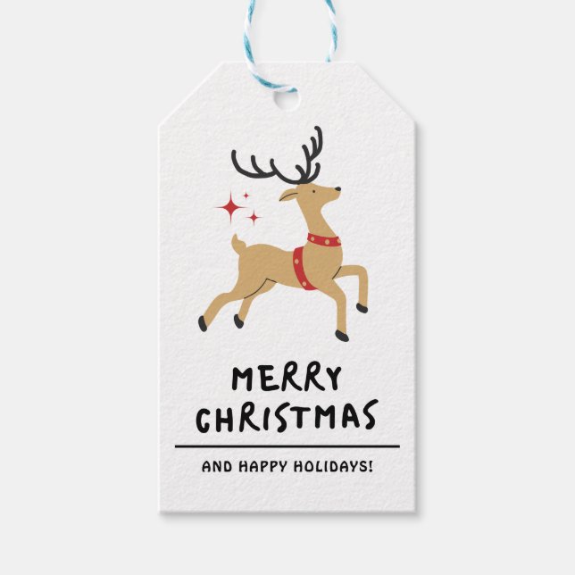 Svartvit minimalistisk God jul Presentetikett (Framsidan)