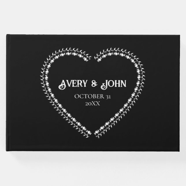 Svartvit minimalistisk gotisk Bröllop Gästböcker (Framsida)