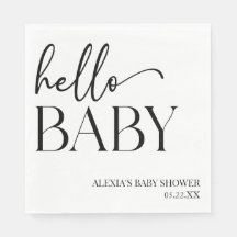 Svartvit, minimalistisk Hej Baby Baby Shower