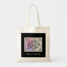 Svartvit, minimalistisk Hej Grace Tote Bag