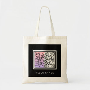 Svartvit, minimalistisk Hej Grace Tote Bag Tygkasse