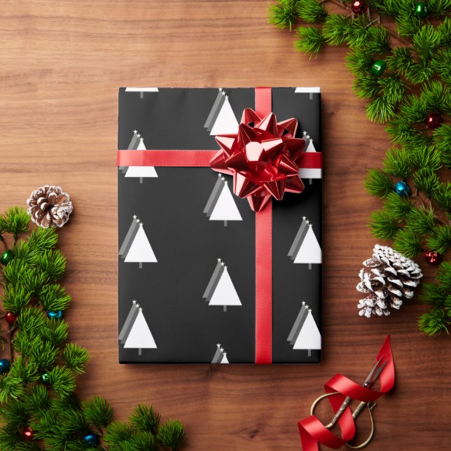 svartvit minimalistisk helgdag Julgran Presentpapper (Julgåva)