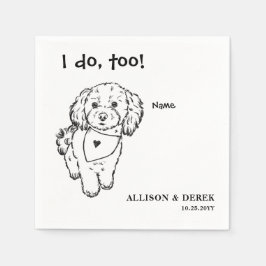 Svartvit minimalistisk Hund Bröllop Pappersservett