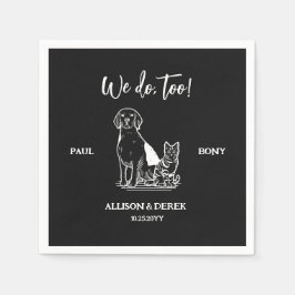 Svartvit minimalistisk Hund Cat Pet Bröllop Pappersservett